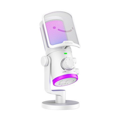 Fifine AmpliGame AM6W Wired Microphone with RGB Lighting | USB