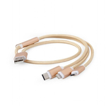 Kabelis Gembird CABLE USB CHARGING 3IN1 1M/GOLD CC-USB2-AM31-1M-G