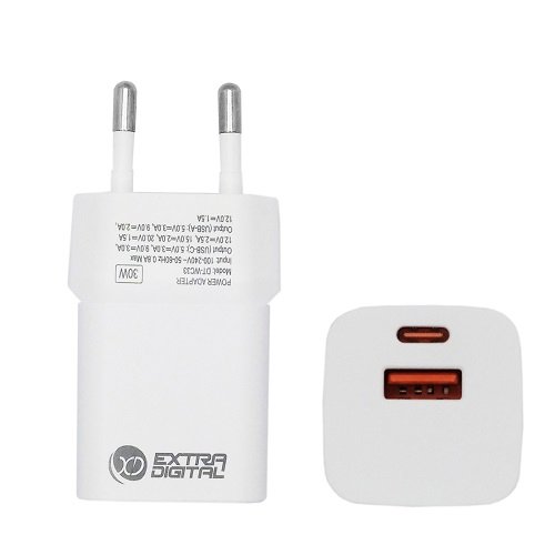 Charger EXTRA DIGITAL GaN USB Type-C, USB Type-A: 30W, PPS