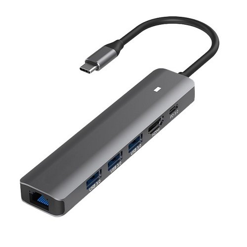 Extra digital Adapter USB Type-C - HDMI, LAN, 3x USB 3.0 Type-A, USB Type-C PD100W