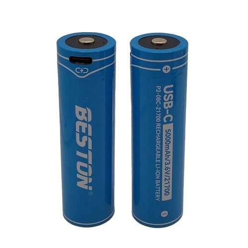 Beston(hk)industry company ltd. Rechargeable 21700 Size Battery with USB-C Port, 3.6V, 5000mAh, Li-Ion, 2pcs