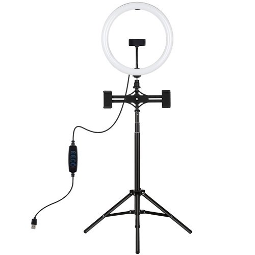 Puluz LED Ring Lamp 30cm with Desktop Tripod Mount Up to 165cm and 3 Phone Clamps, USB