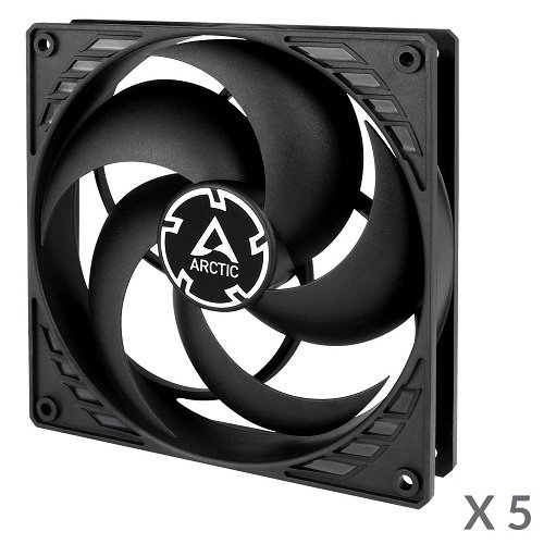 Arctic gmbh ARCTIC P14 Pressure-Optimised Fans, 3-pin, Black, 5 pcs