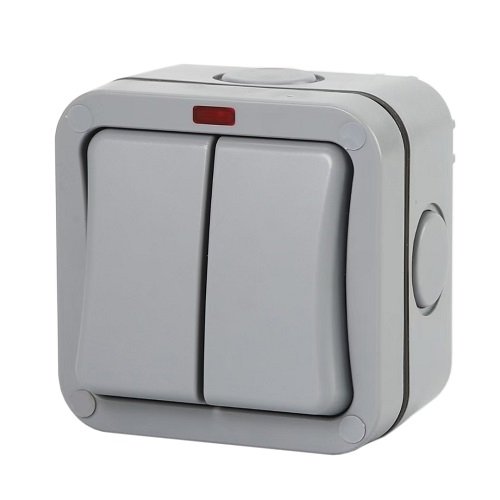 Hismart Weatherproof Switch, 2 Gang, IP66, EU