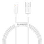 Baseus CALYS-A02 Nylon Izturīgs Datu & Uzlādes Vads USB QC3.0 2.4A uz Lightning 1M Balts