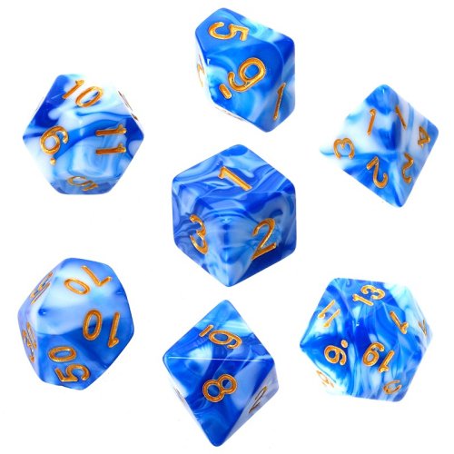 Rebel RPG Dice Set - Two Color - Blue and White