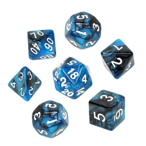 Rebel RPG Dice Set - Two Color - Black and Blue
