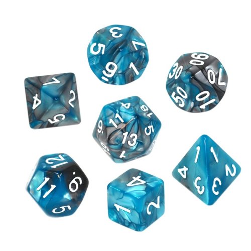 Rebel RPG Dice Set - Two Color - Steel and Blue