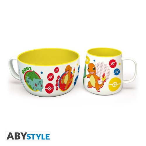 Abystyle POKEMON Breakfast Set Mug + Bowl Pikachu &amp; Kanto Starters