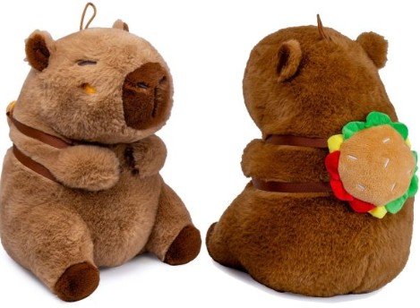 Pc merch Kawaii - Capybara With Burger Backpack Plush | 25 cm
