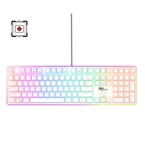 Royal kludge RK918 RGB white wired mechanical keyboard | 100%, Red switches, US