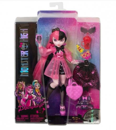Mattel - Monster High Draculaura Doll With Pink And Black Hair And Pet Bat