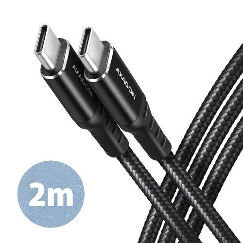 Axagon CABLE USB-C TO USB-C 2M 60W/HQ BLACK BUCM-CM20AB