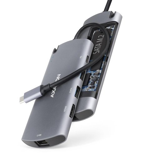 Axagon I/O HUB USB-C 6IN1 SATA M.2/0.18M HMC-6M2