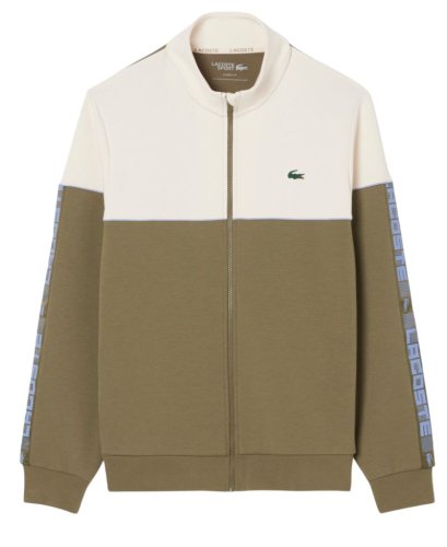 Lacoste Zipped Colour-Block - khaki green/white