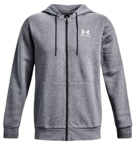 Under armour Men's UA Essential Fleece Full-Zip Hoodie - pitch gray medium heather/white