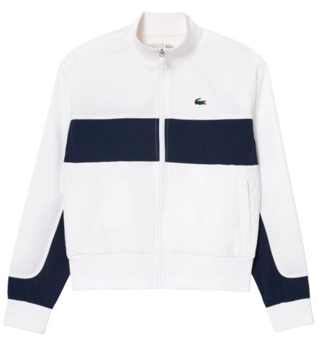 Lacoste Ultra-Dry Colourblock Stretch Tennis Jacket - white/navy blue