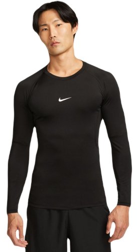 Nike Pro Dri-FIT Tight Long-Sleeve Fitness Top - black/white