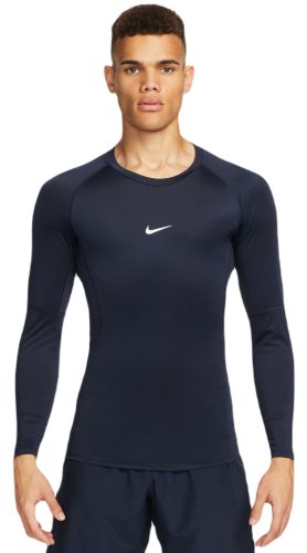 Nike Pro Dri-FIT Tight Long-Sleeve Fitness Top - obsidian/white