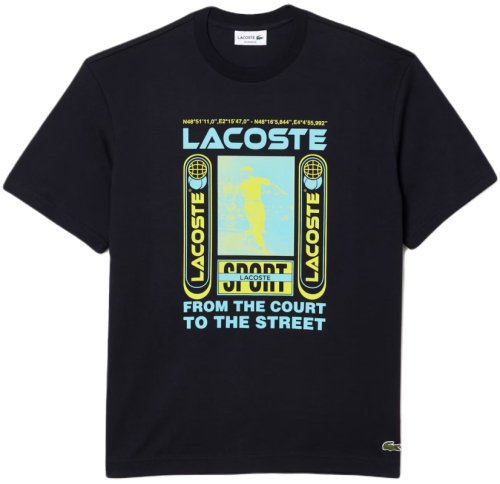 Relaxed Fit Ren&eacute; Lacoste Print T-shirt - navy blue