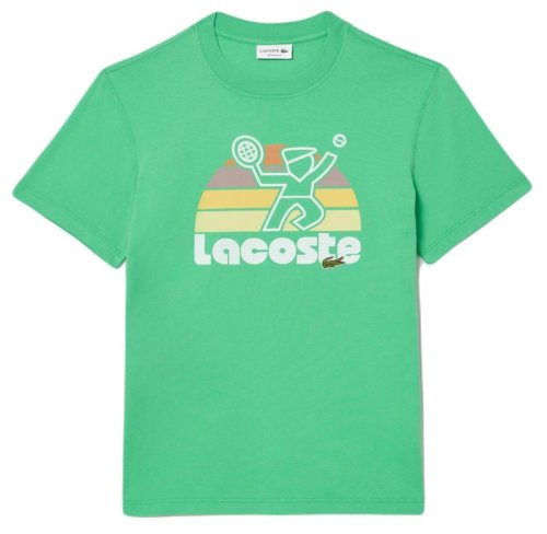 Lacoste Washed Effect Tennis Print T-Shirt - green