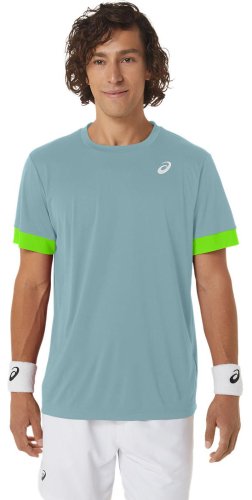 Asics Court Short Sleeve Top - teal tint/electric lime