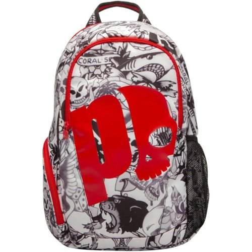 Prince By Hydrogen Tattoo Backpack - black/white/red