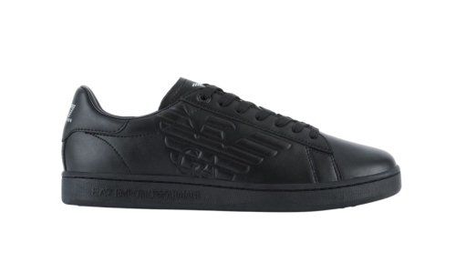 EA7 Unisex Leather Sneaker - triple black