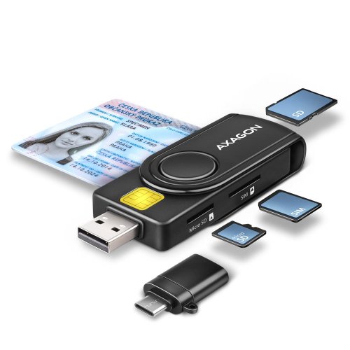 Axagon CARD READER USB-C+USB2.0 4SLOT/SMARTCARD CRE-SMP2A