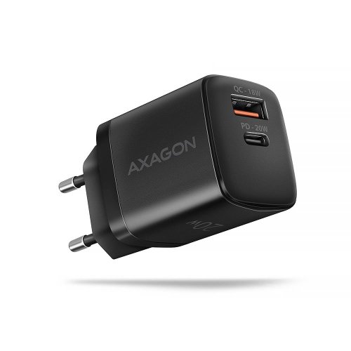 Axagon MOBILE CHARGER WALL USB 20W/2PORT BLACK ACU-PQ20