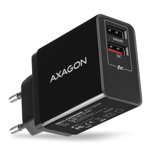 Axagon MOBILE CHARGER WALL USB 24W/2PORT ACU-QS24