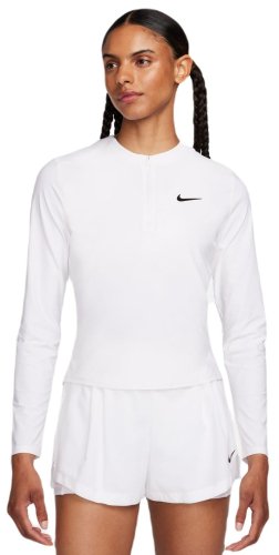 Nike Court Advantage Dri-Fit 1/4-Zip Tennis Mid Layer - white/black