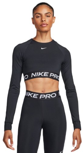Nike Pro 365 Dri-Fit Cropped Long-Sleeve Top - black/white