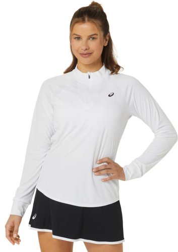 Asics Court Long Sleeve 1/2 Zip Top - brilliant white/brilliant white