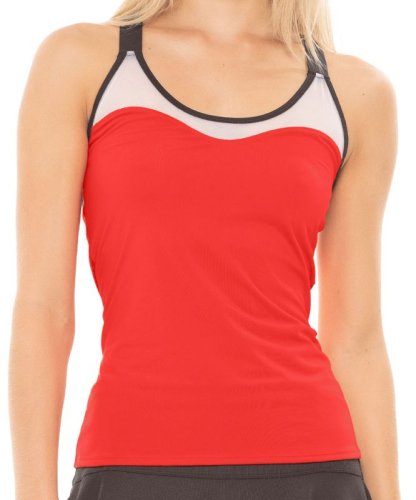 Lucky in love Tech It Out Crossover Tank W/Bra - crimson