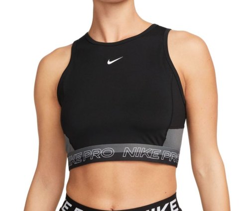Nike Pro Dri-Fit Cropped Training Tank Top - black/iron grey/white/white