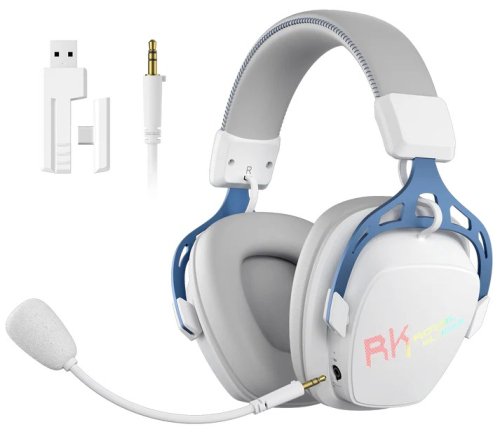 Royal kludge HG103 Wireless Earphones | 2.4G, BT, 3.5mm | Cyborg White