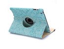 Apple iPad 2/3/4 360° Rotating Blue Embossed Flowers Case Cover Swivel Stand maks