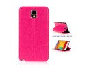 Samsung N9005 Galaxy Note 3 Vintage Design Leather Wallet Case Stand Cover Hot Pink Red maks