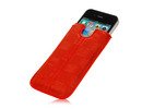 Apple iPhone 4/4S Checkered Net-Style Design Leather Pouch Case Red maks