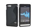 Sony ST27i Xperia Go S Line Silicone Back Case Cover Bumper Black maks