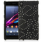 Sony Xperia Z1 Leather Floral Design Crystal Studs Back Case Cover Black maks C6903