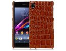 Sony Xperia Z1 Crocodile Skin Design Leather Back Case Cover Brown maks