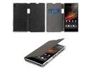 Sony Xperia Z1 Leather Slim Flip Book Case Cover Black maks C6903