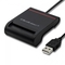Qoltec 50642 ID Karšu / Smart ID Card USB 2.0 Plug & Play ar 85cm Vadu Lasītājs Melns