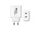 Prio ātrais tīkla lādēājs 30W PD USB C + 20W PD USB C balts