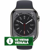 Apple Watch Series 8 GPS Cellular 45mm Graphite Stainless Steel Case Midnight Sport Band MNKU3