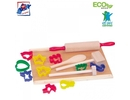 Woody 90193 Eko koka / plastmasas rotaļu virtuves trauku komplekts - gatavot cepumus (15gab.) bērniem no 3 gadiem +