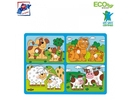 Woody 91913 Eko koka attīstošā puzle &quot;Dzīvnieki ar saviem mazuļiem&quot; (8gab.) bērniem no 2 gadiem + (29.5x22cm)
