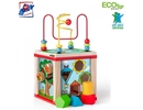 Woody 91916 Attīstošs Eko koka multi-interaktīvais kubs-labirints (6gab.) bērniem no 2 gadiem +